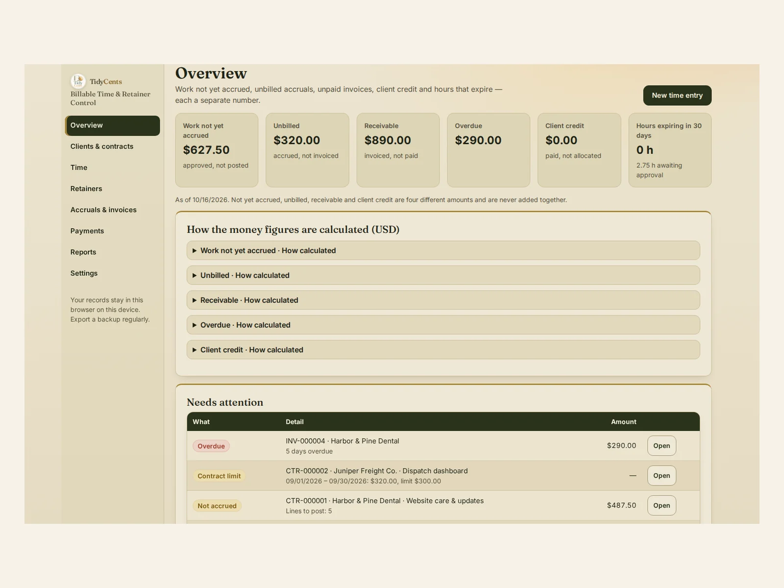 Billable Time & Retainer Control