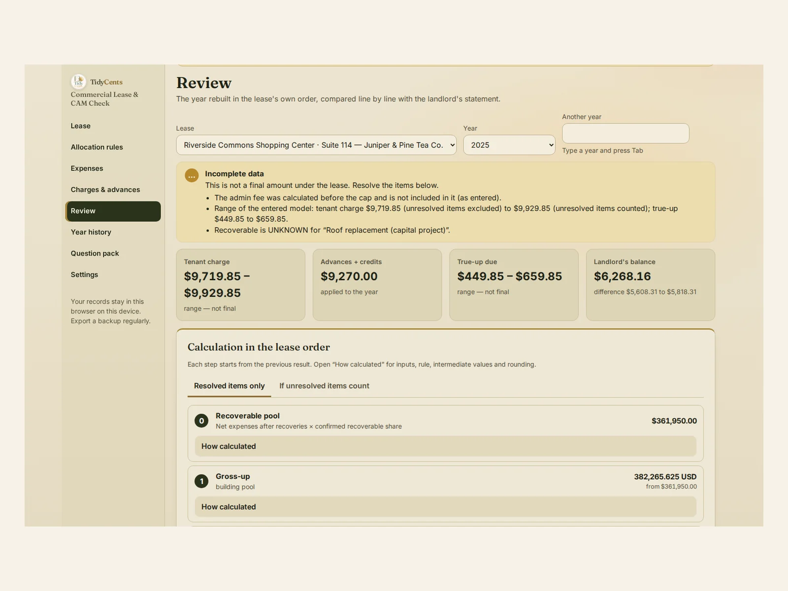 Commercial Lease & CAM Check preview