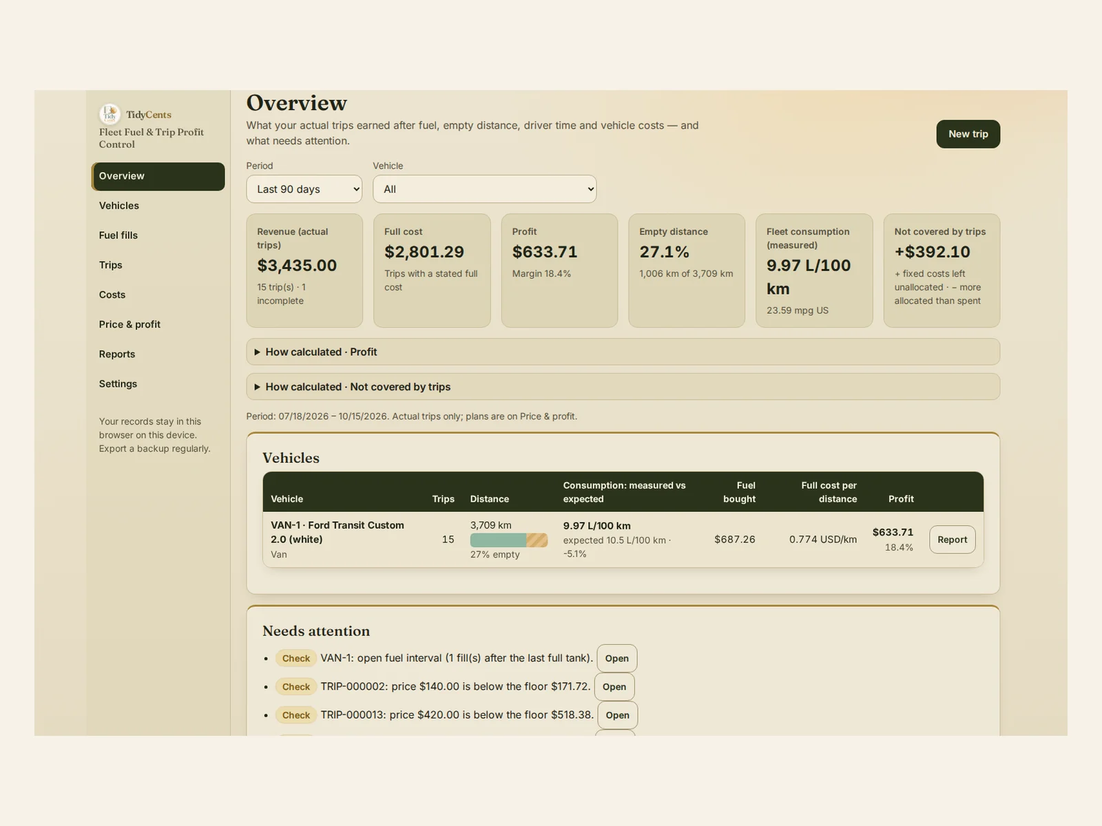 Fleet Fuel & Trip Profit Control preview