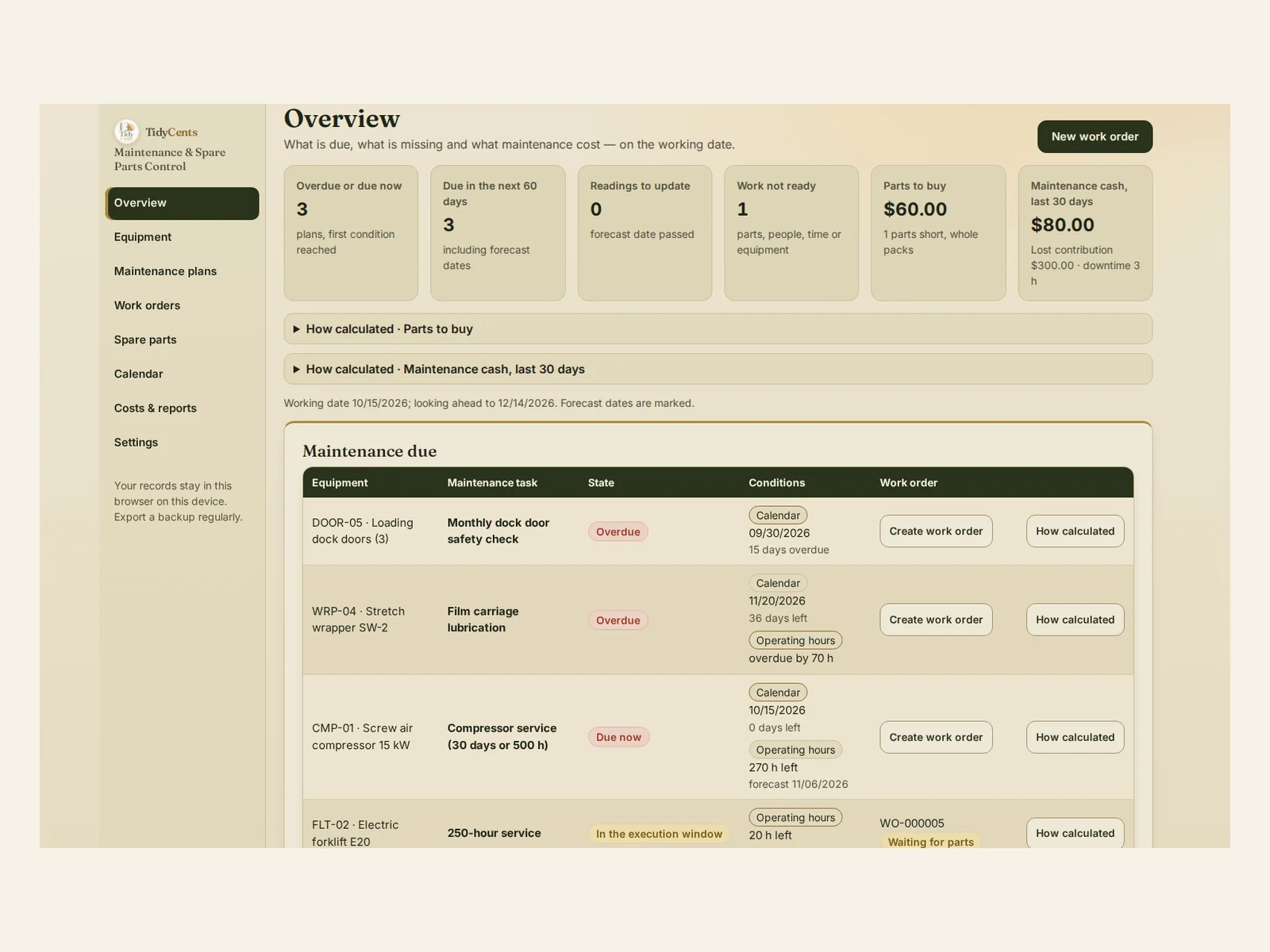Maintenance & Spare Parts Control preview