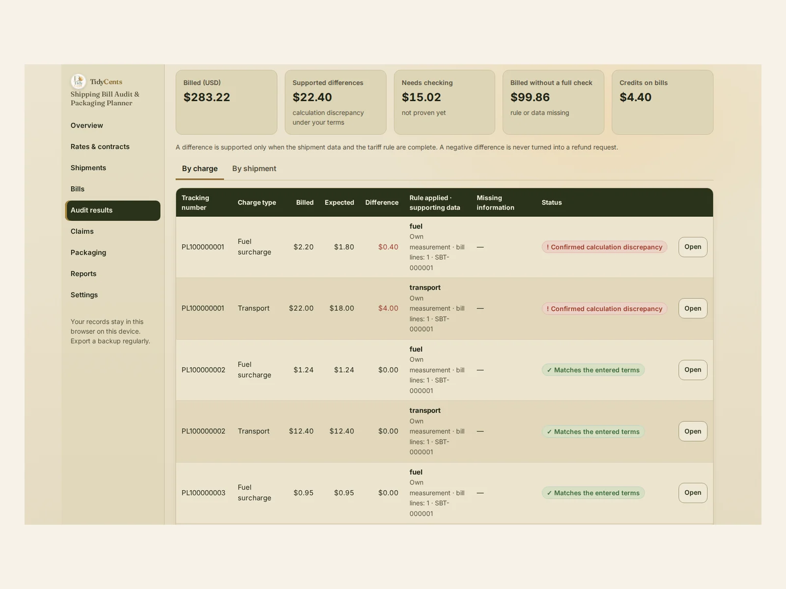 Shipping Bill Audit & Packaging Planner preview