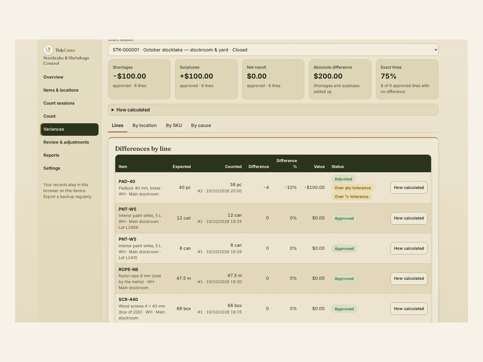 Stocktake & Shrinkage Control preview