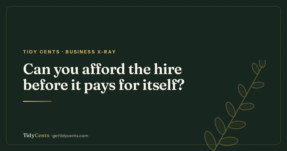 Tidy Cents · Business X-Ray — Can you afford the hire before it pays for itself?