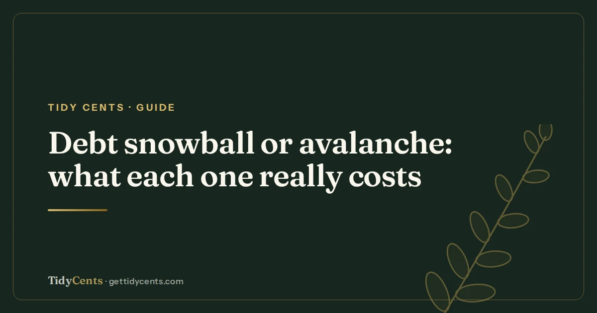 Tidy Cents · Guide — Debt snowball or avalanche: what each one really costs