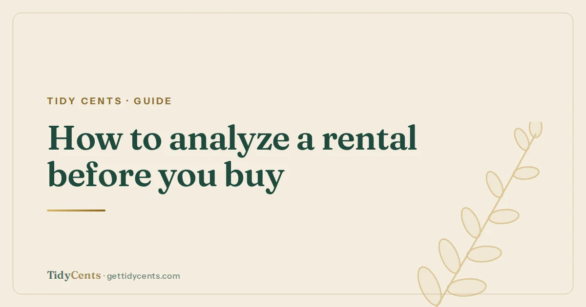 Tidy Cents · Guide — How to analyze a rental property before you buy