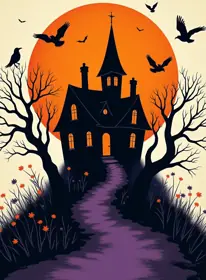 Greeting card for Halloween, modern style — free printable, fill in your own words