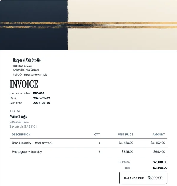 Counsel invoice template — free Office, law and finance invoice that adds up the totals for you