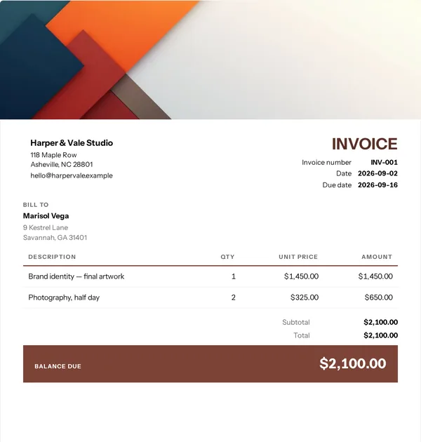 Garage black invoice template — free Trades and construction invoice that adds up the totals for you