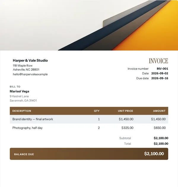 Girder bar invoice template — free Trades and construction invoice that adds up the totals for you