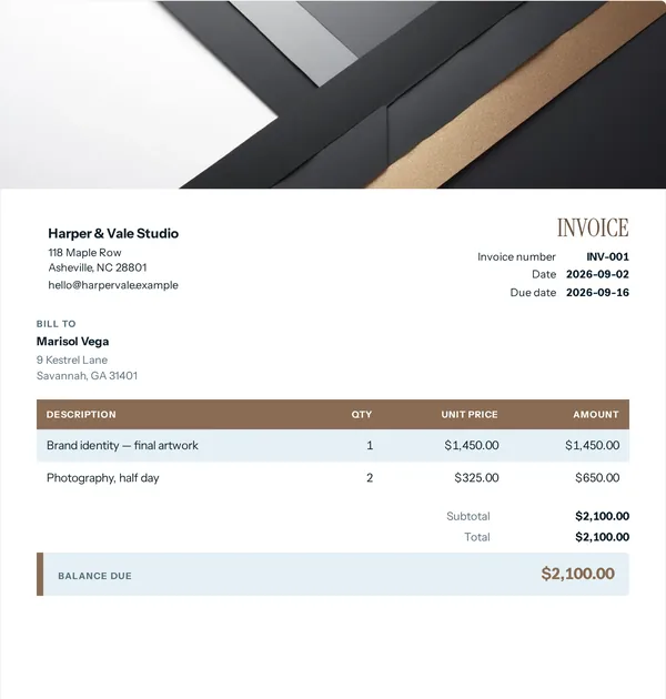 Plumb split invoice template — free Trades and construction invoice that adds up the totals for you