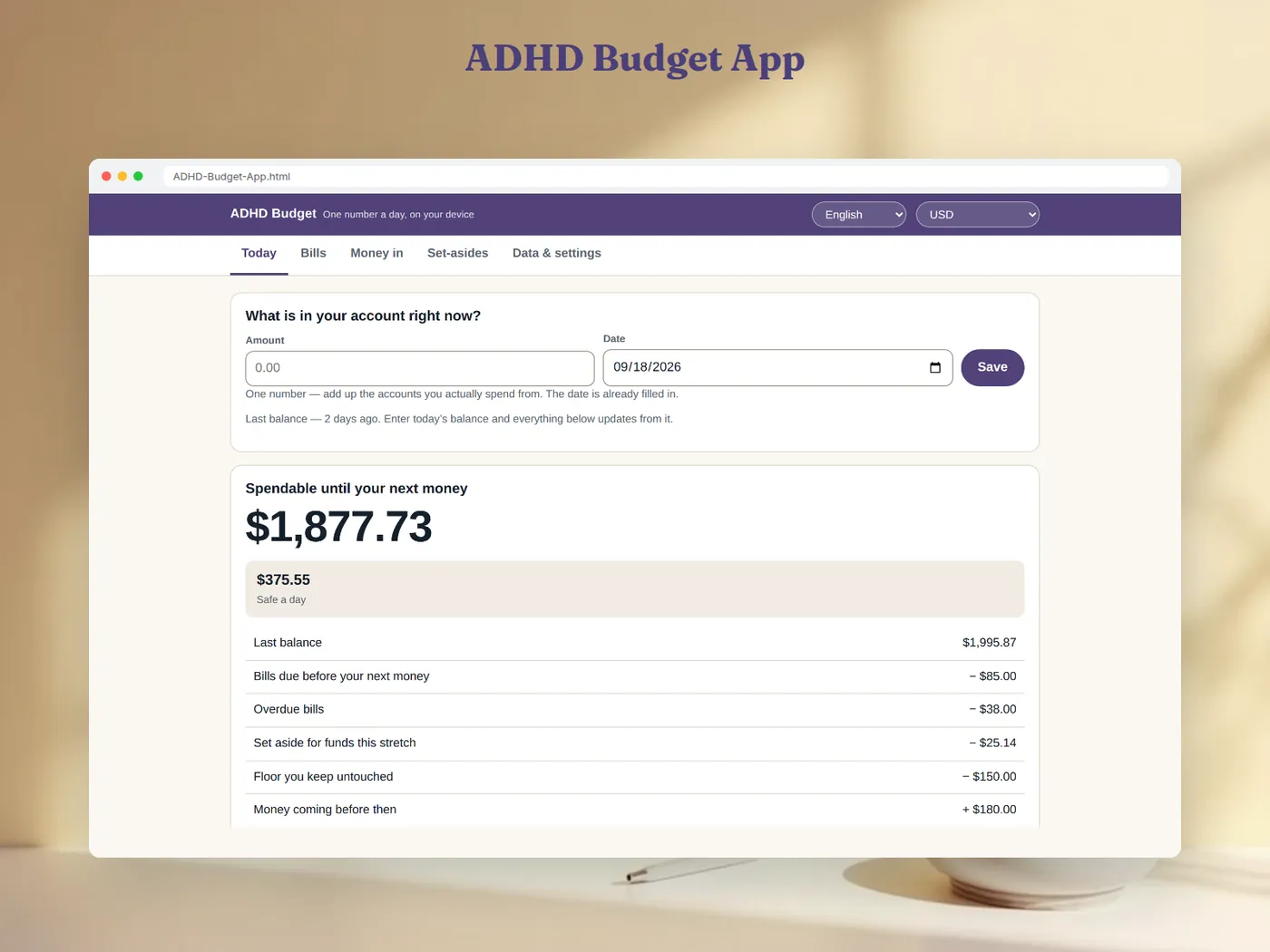 ADHD Budget App preview