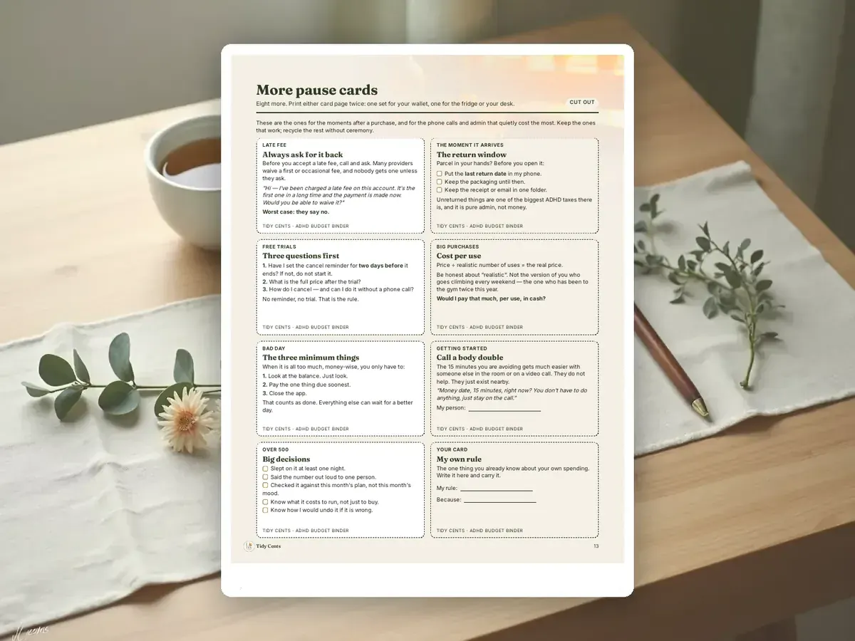 ADHD Budget Binder — Page 13