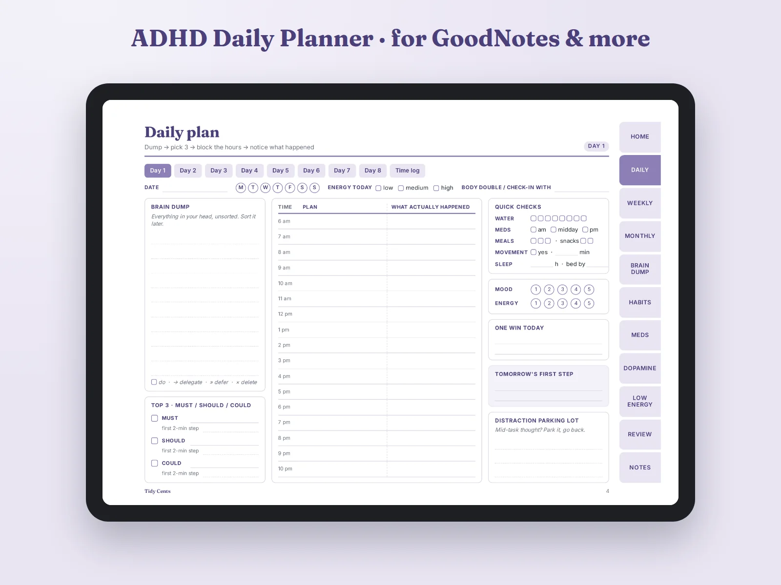 ADHD Daily Planner (Digital + Printable)
