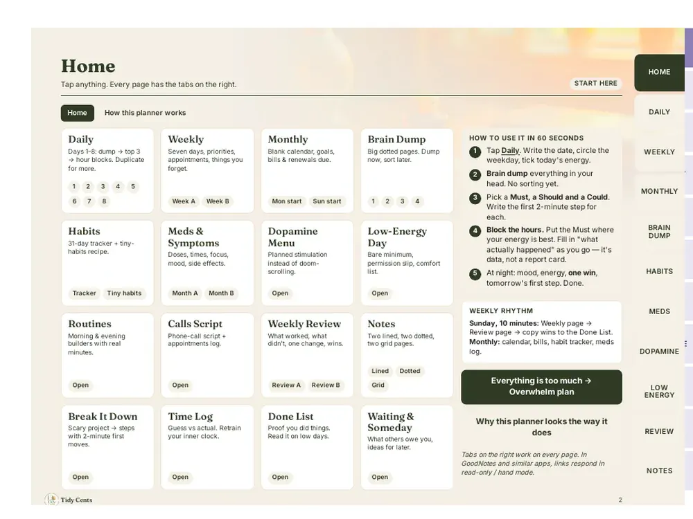 ADHD Daily Planner (Digital + Printable) — Page 2