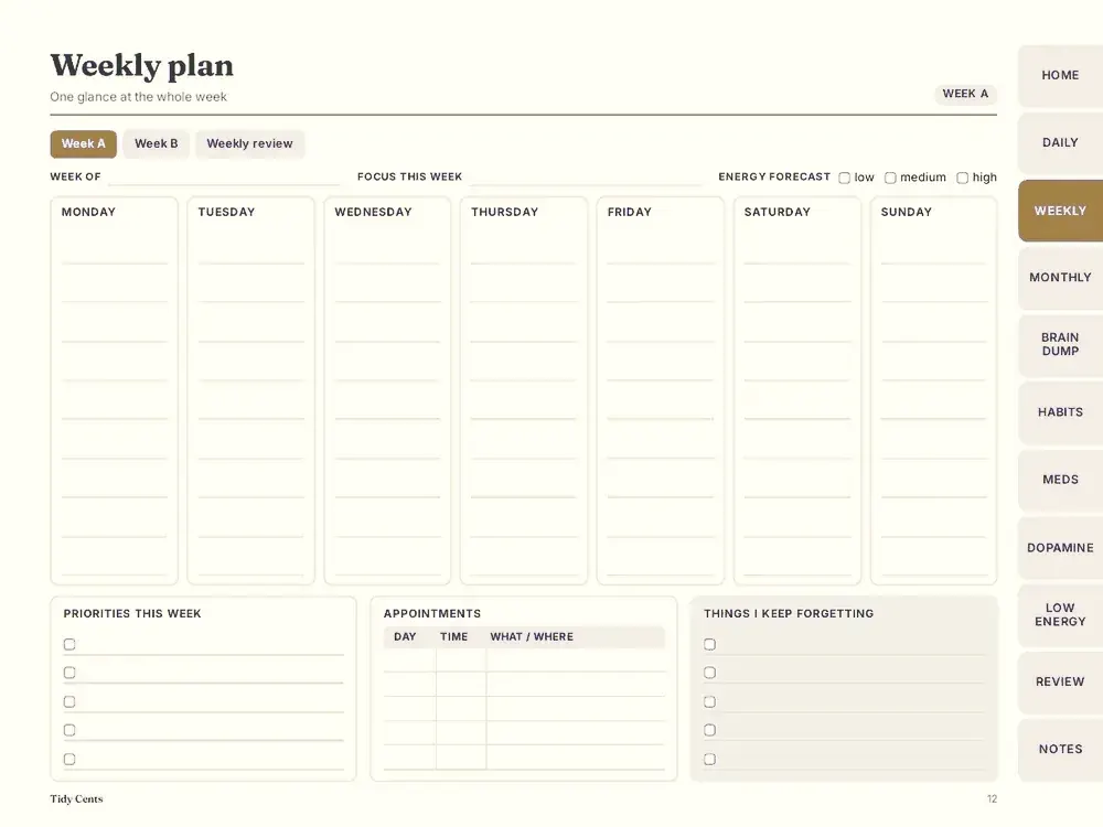 ADHD Daily Planner (Digital + Printable) — Page 12