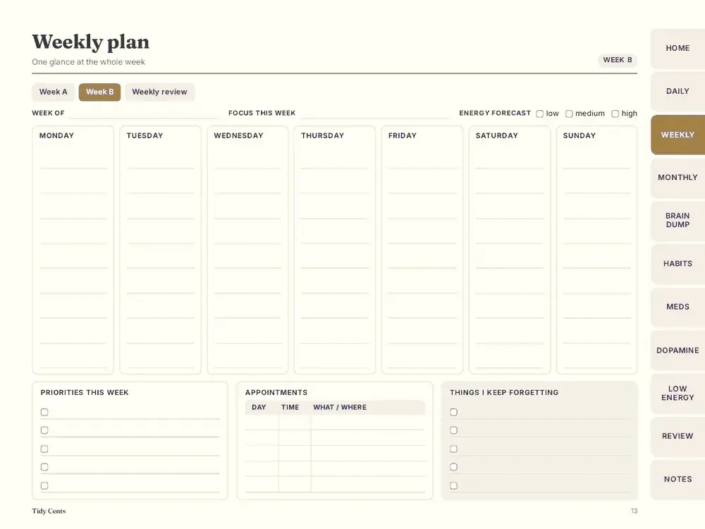 ADHD Daily Planner (Digital + Printable) — Page 13