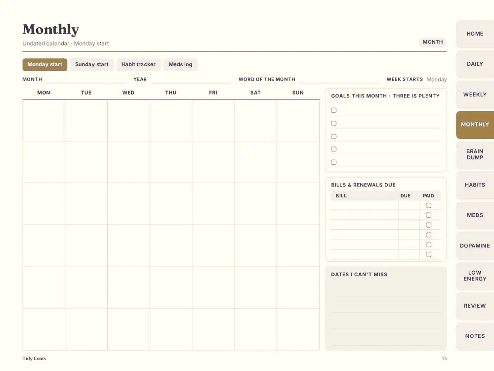 ADHD Daily Planner (Digital + Printable) — Page 14