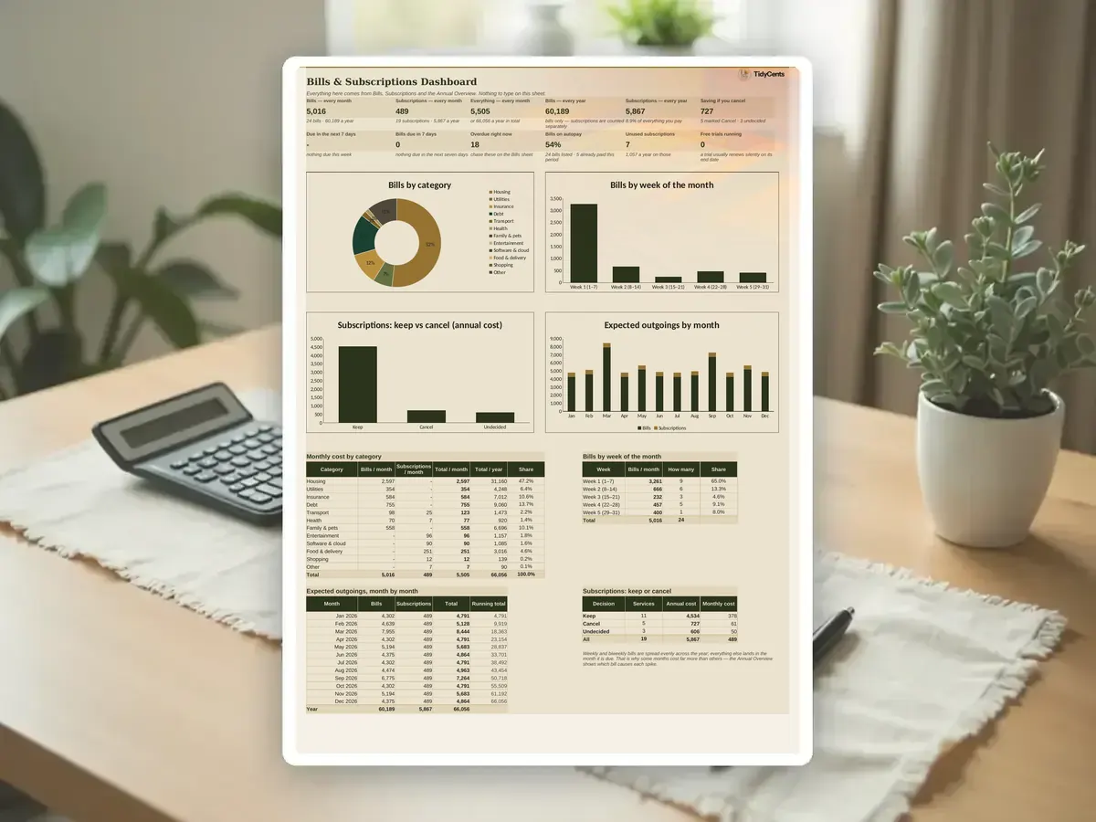 Bill Calendar & Subscription Tracker — Page 3