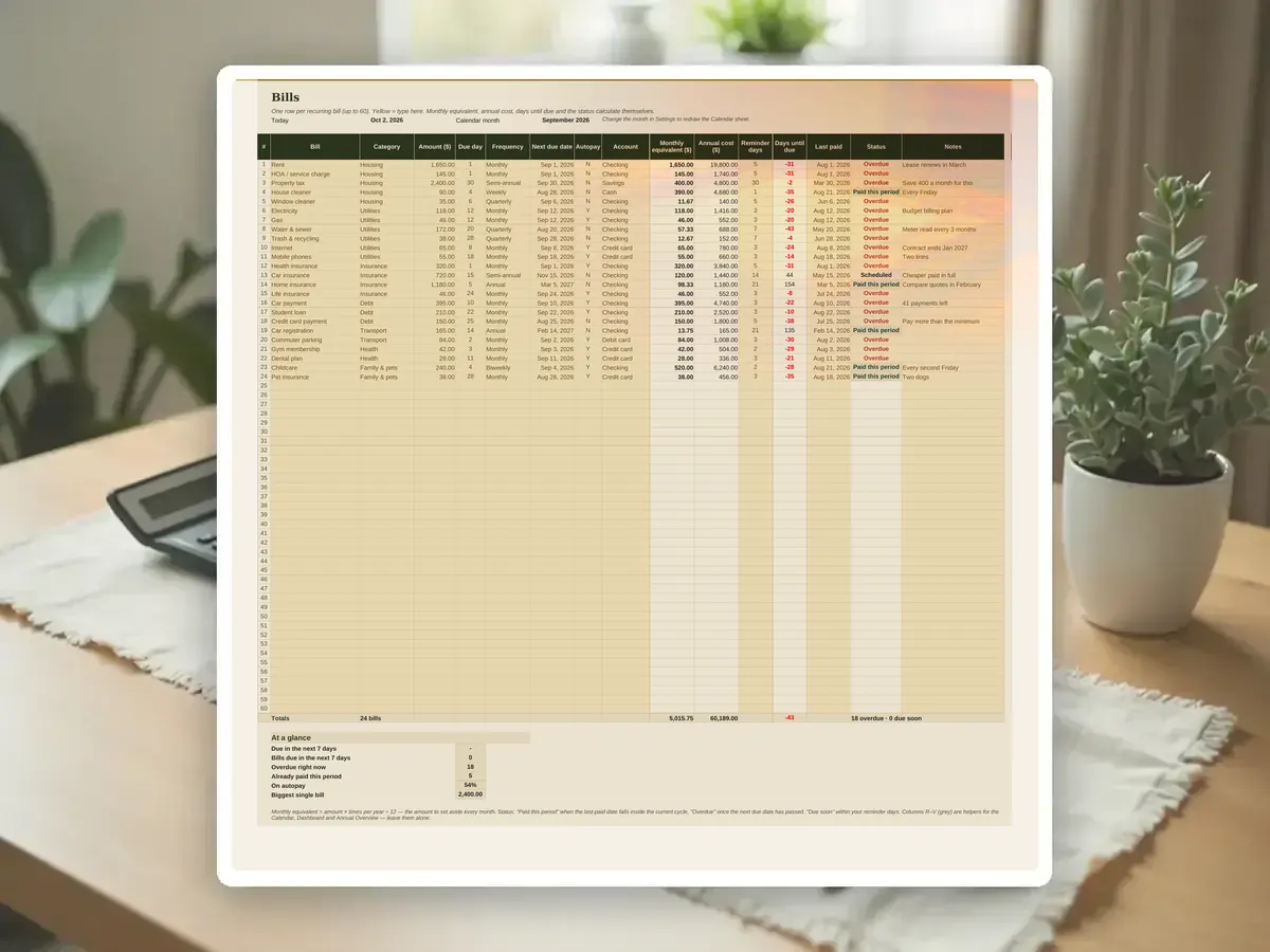Bill Calendar & Subscription Tracker — Page 4