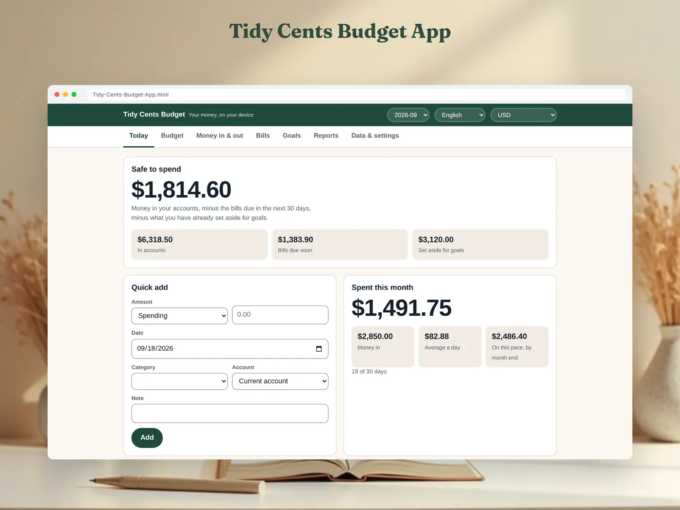 Tidy Cents Budget App preview