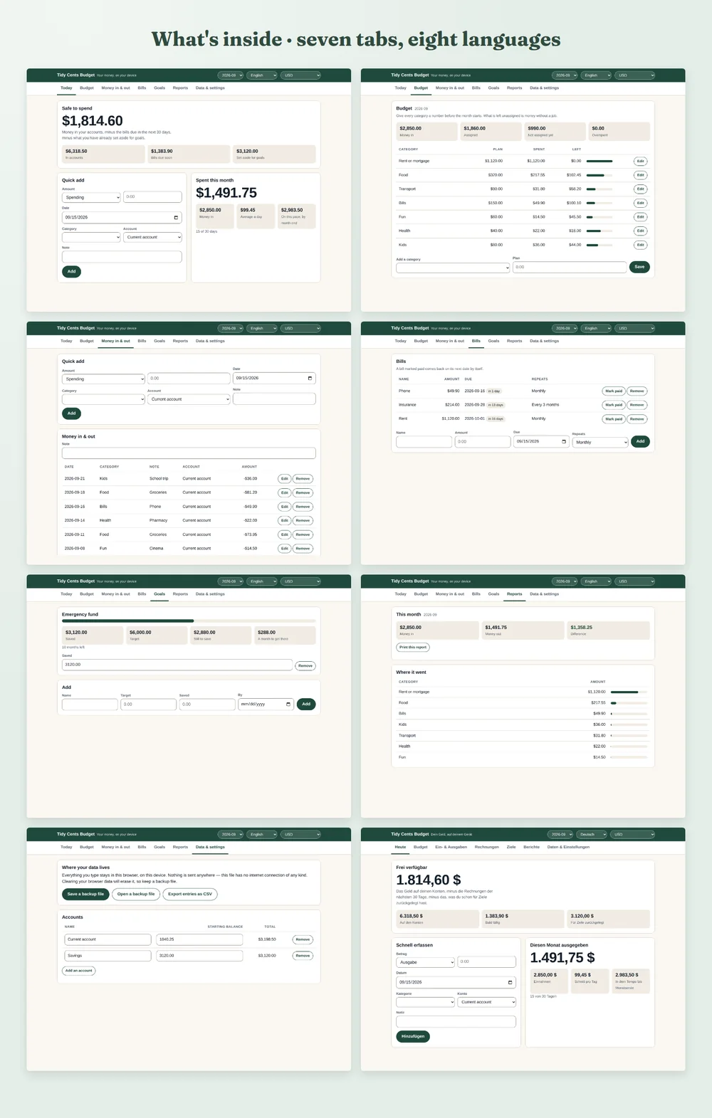 Tidy Cents Budget App — Page 2