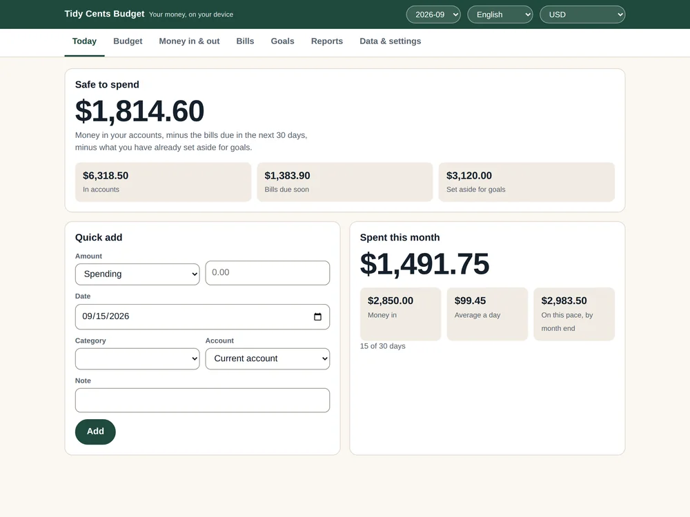 Tidy Cents Budget App — Page 3