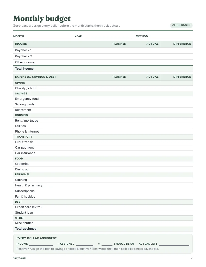 Budget Binder Starter (6 pages)