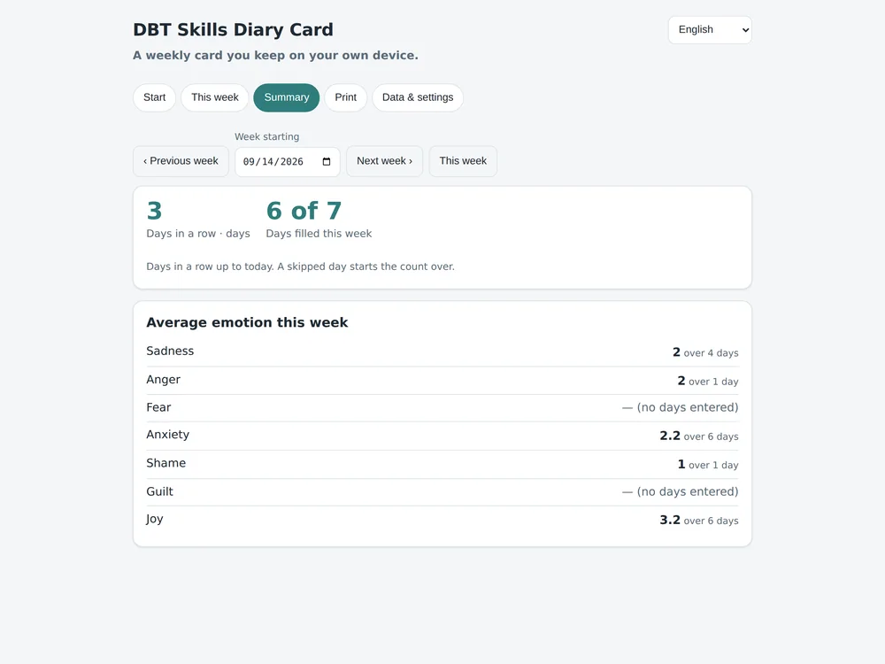 Cartão Diário de Habilidades DBT — Página 4