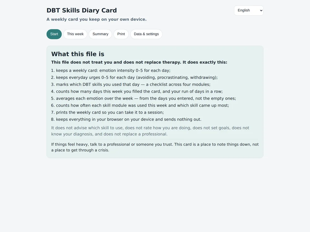 Cartão Diário de Habilidades DBT — Página 5