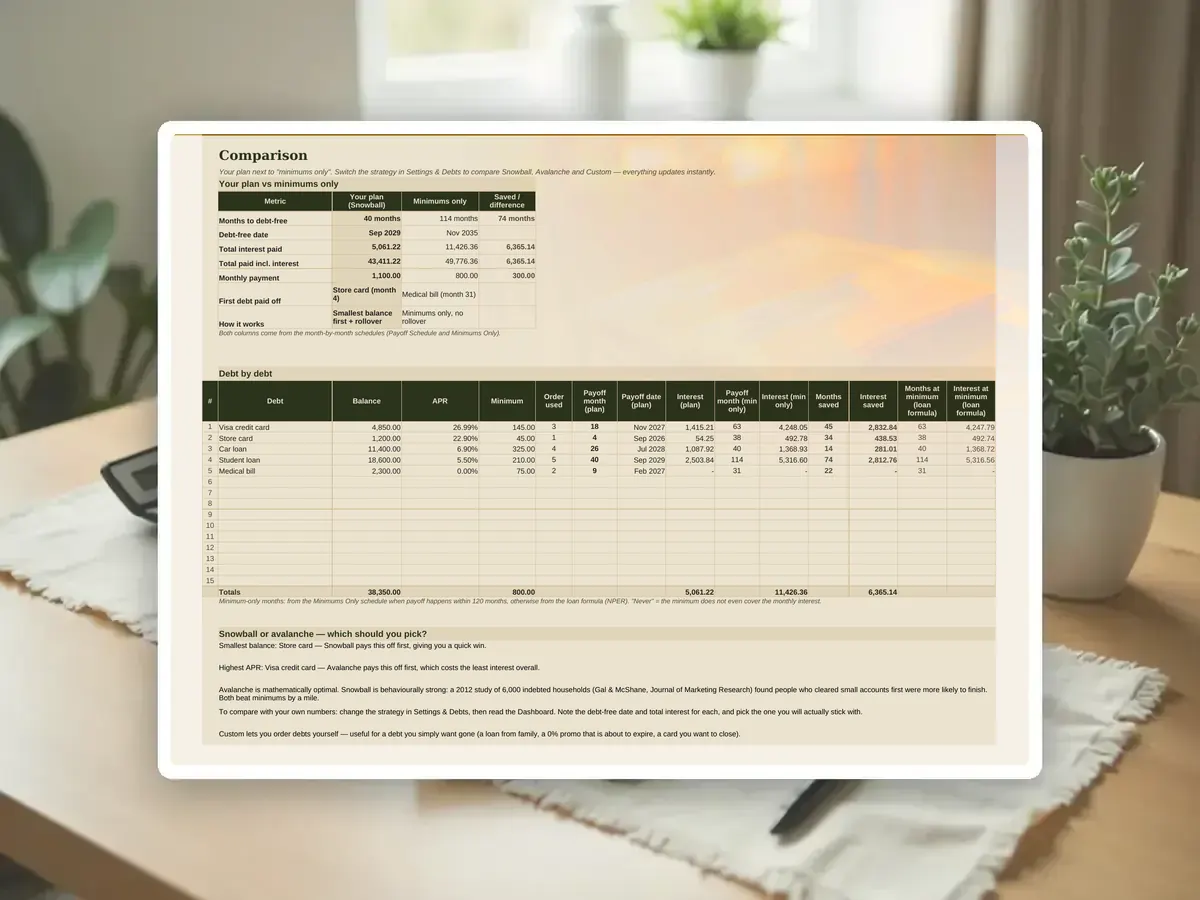 Debt Payoff Planner Spreadsheet — Page 5