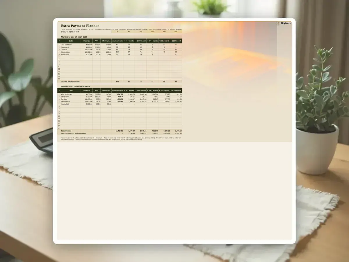 Debt Payoff Planner Spreadsheet — Page 8
