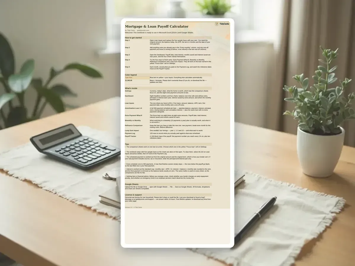 Mortgage & Loan Payoff Calculator — Page 1