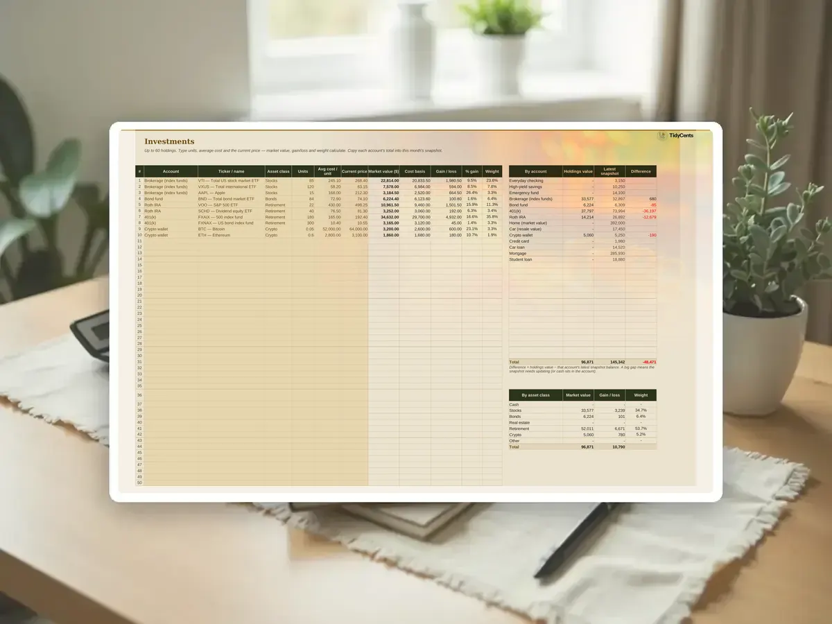 Net Worth & Investment Tracker — Page 7