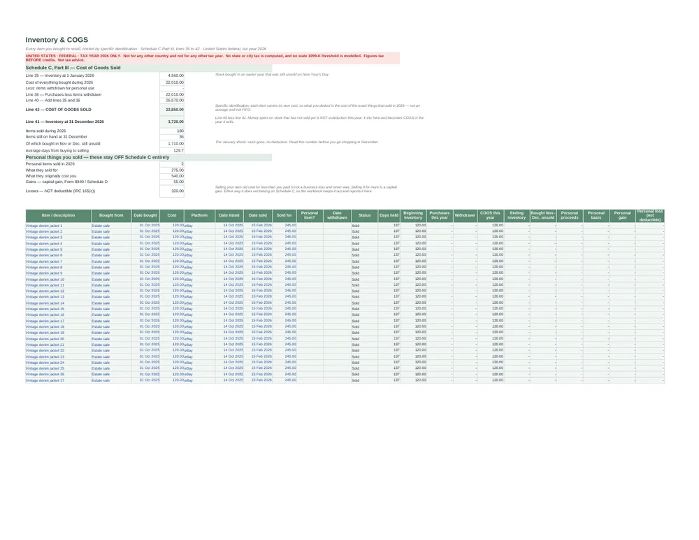 Online Seller Profit, COGS & 1099-K Reconciliation — US · Tax Year 2026 — Page 4