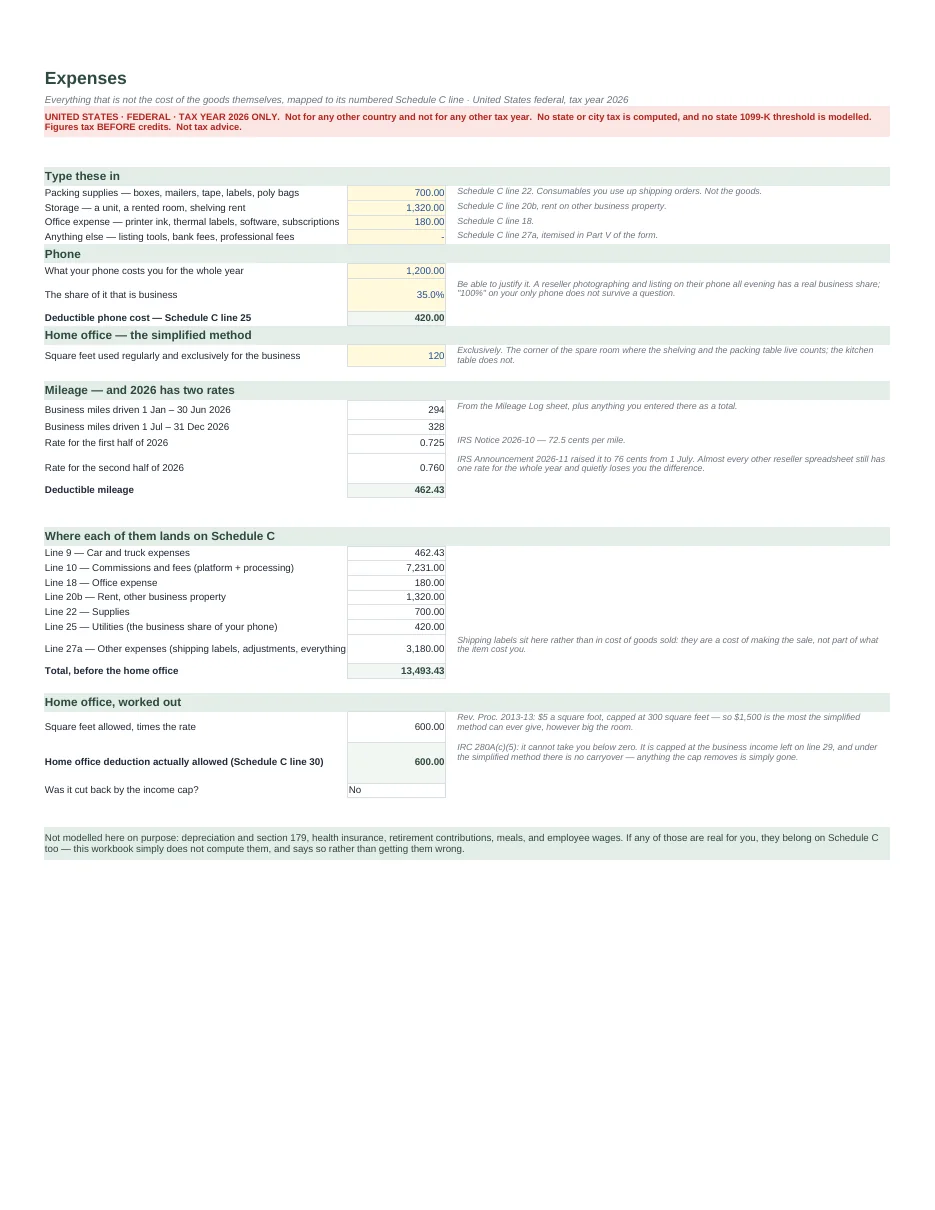 Online Seller Profit, COGS & 1099-K Reconciliation — US · Tax Year 2026 — Page 7