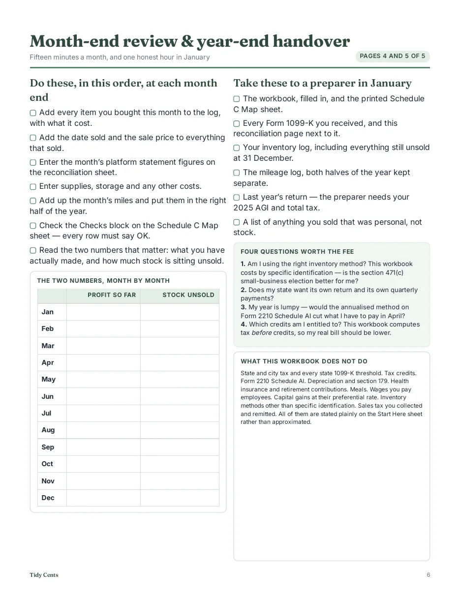 Online Seller Profit, COGS & 1099-K Reconciliation — US · Tax Year 2026 — Page 17