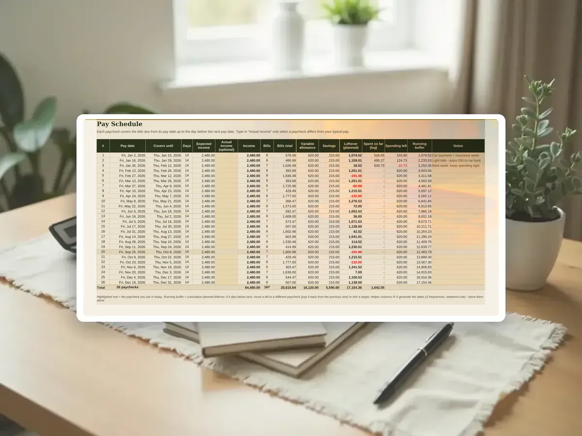 Paycheck Budget Planner Spreadsheet — Page 4