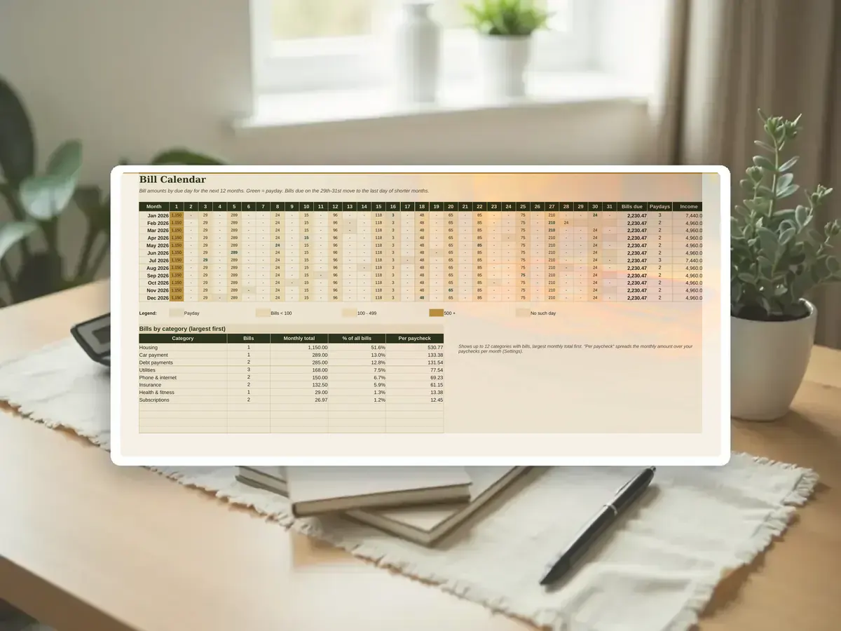Paycheck Budget Planner Spreadsheet — Page 7
