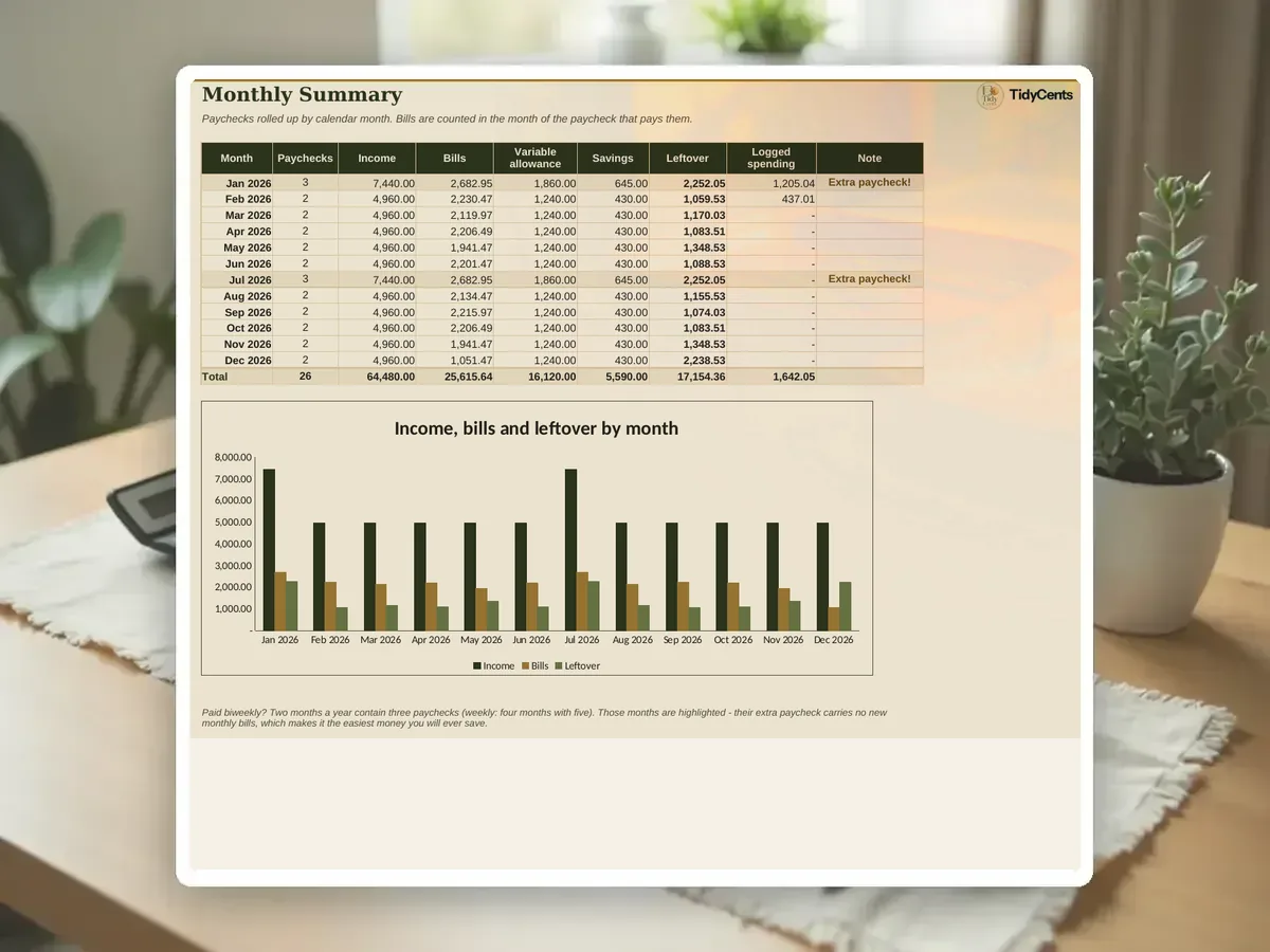 Paycheck Budget Planner Spreadsheet — Page 8