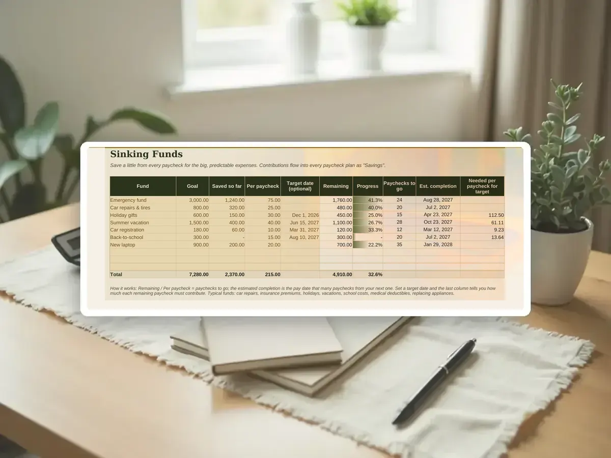 Paycheck Budget Planner Spreadsheet — Page 9