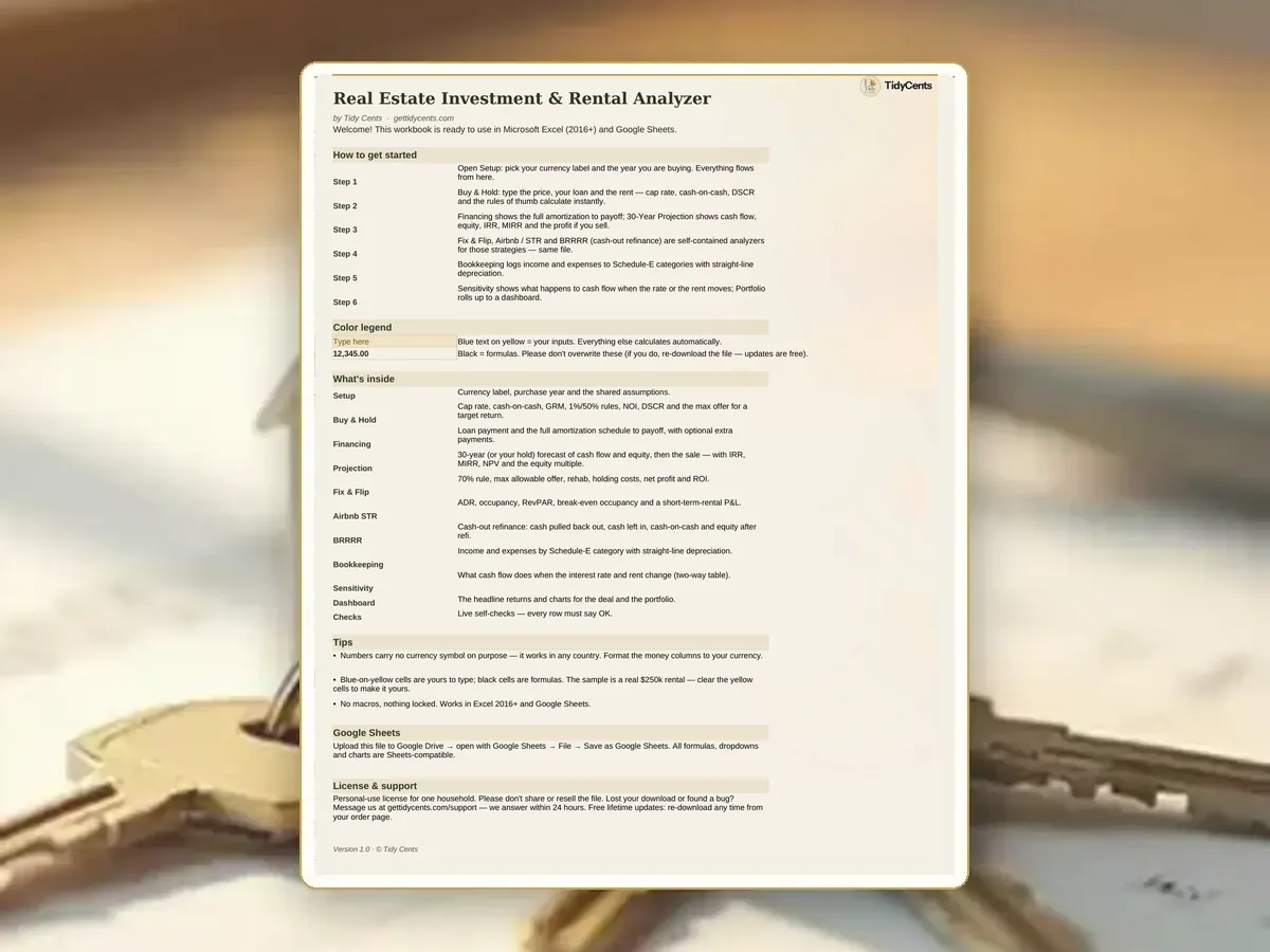 Real Estate Investment & Rental Analyzer — Page 1