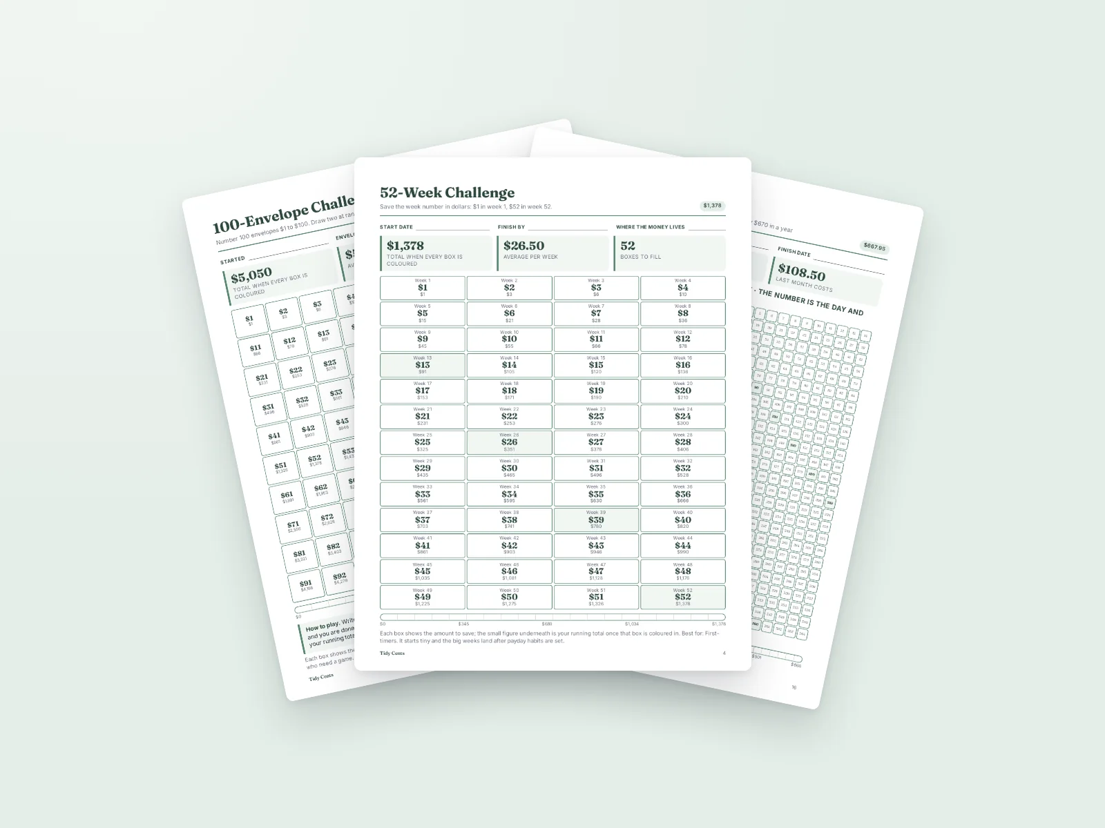 Savings Challenges Printable Bundle preview