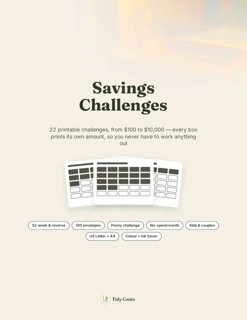 Savings Challenges Printable Bundle — Page 1