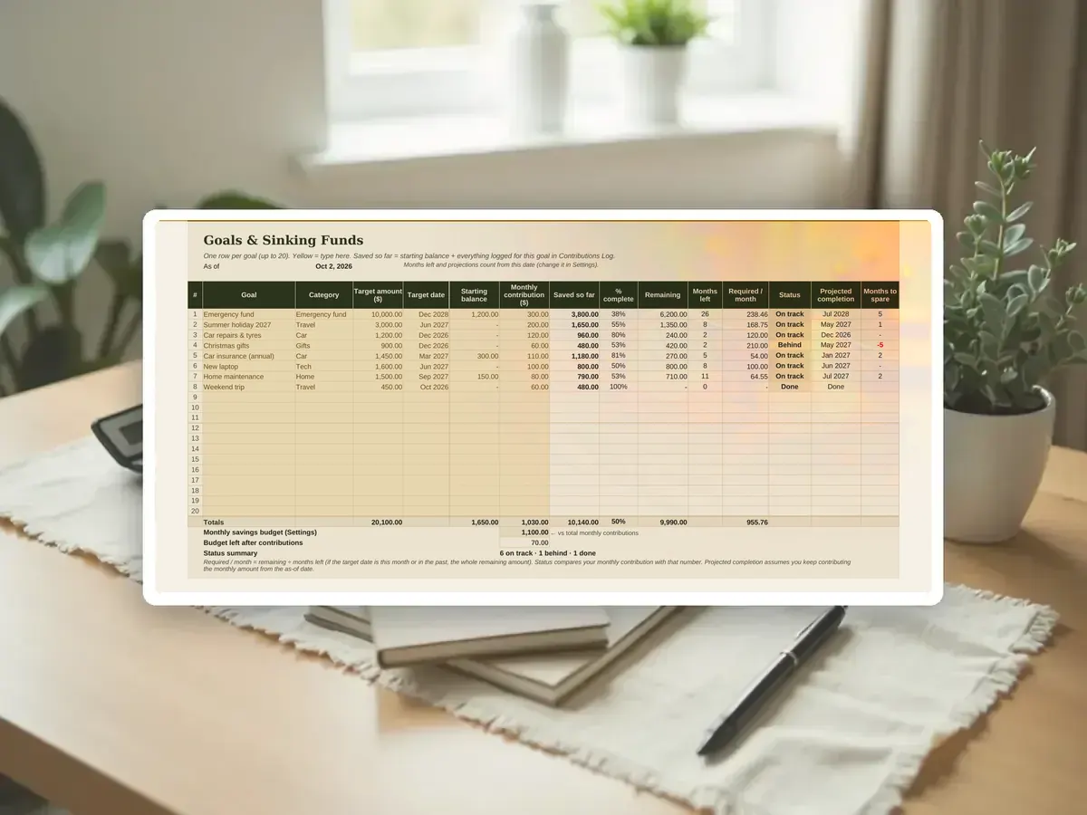 Savings Goals & Sinking Funds Tracker — Page 4