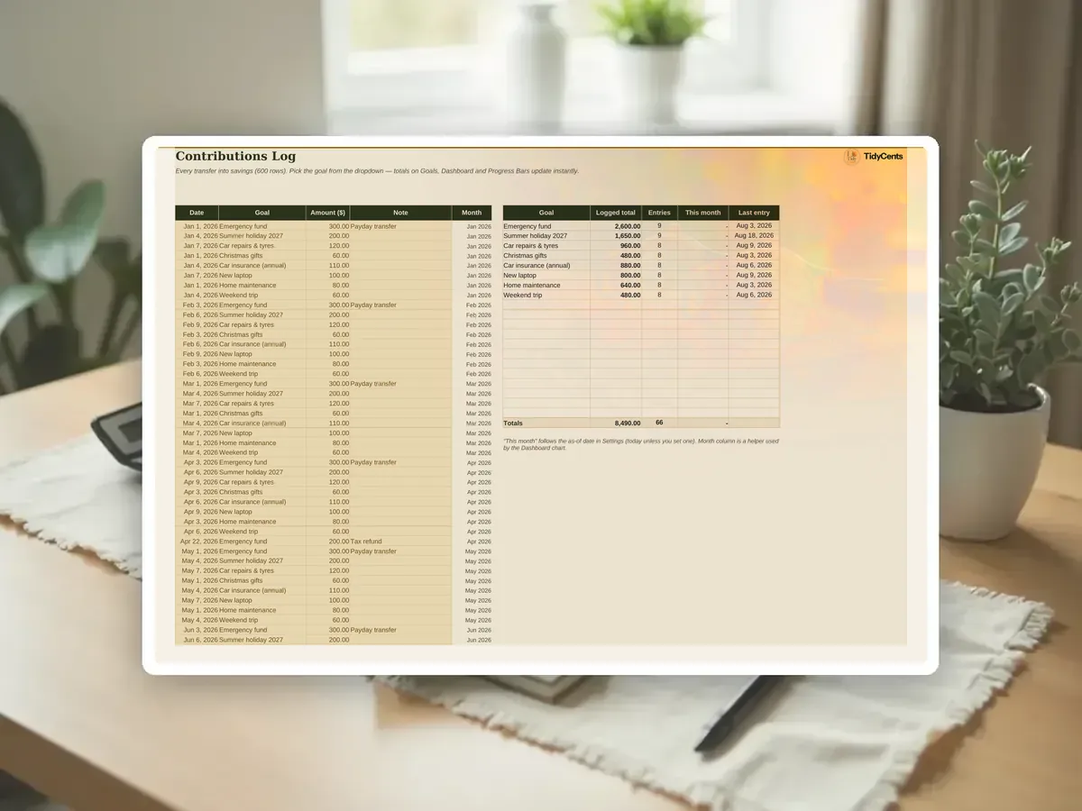 Savings Goals & Sinking Funds Tracker — Page 5