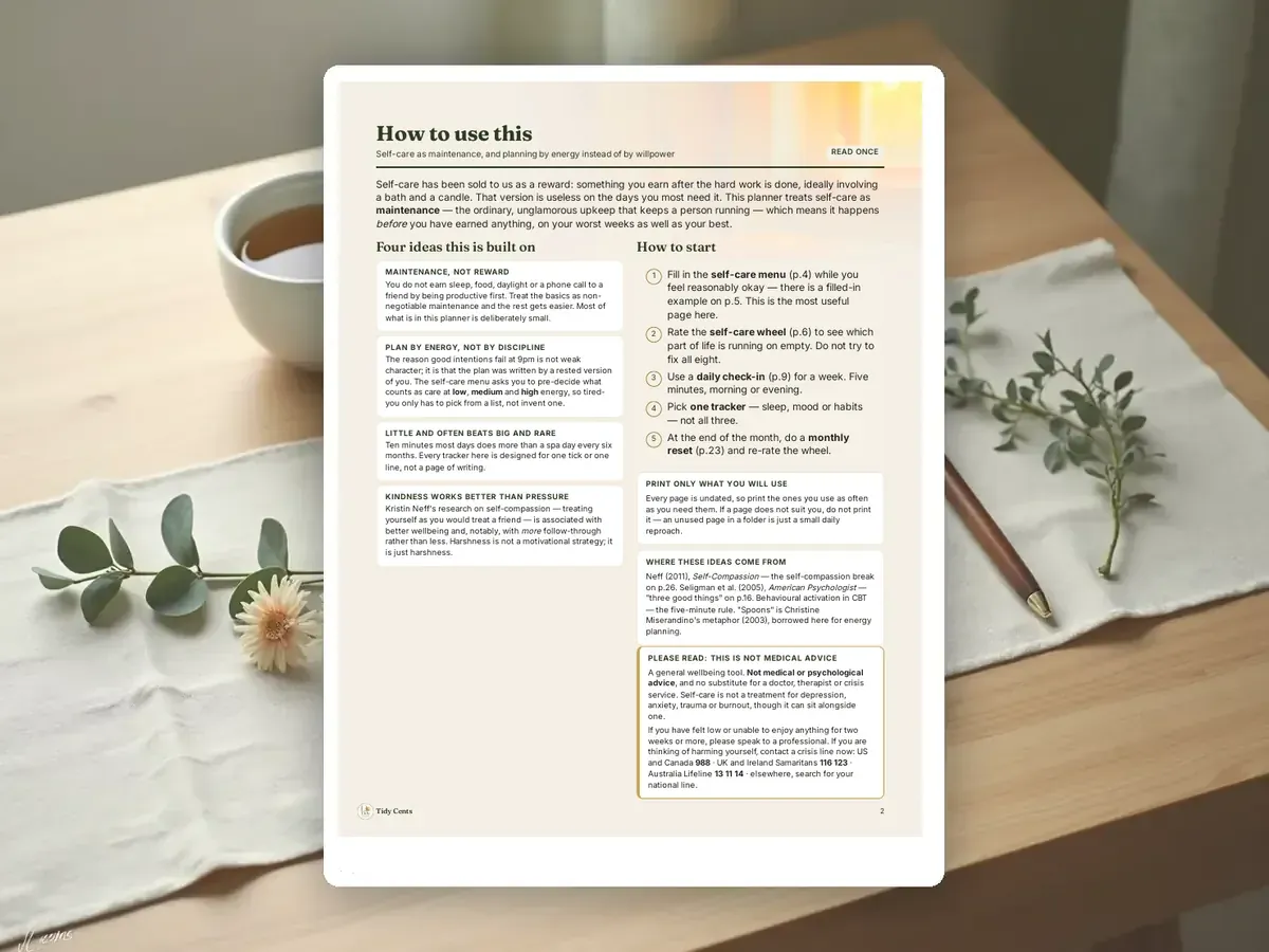 Self-Care Planner & Journal — Page 2