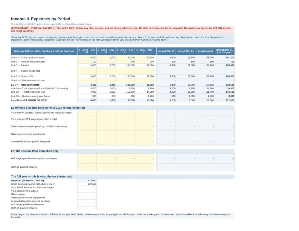 US Self-Employed Tax Engine — 1099 & Quarterly Estimated Taxes · Tax Year 2026 — Page 2