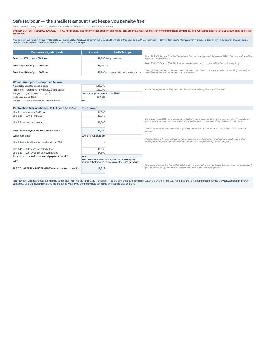 US Self-Employed Tax Engine — 1099 & Quarterly Estimated Taxes · Tax Year 2026 — Page 7