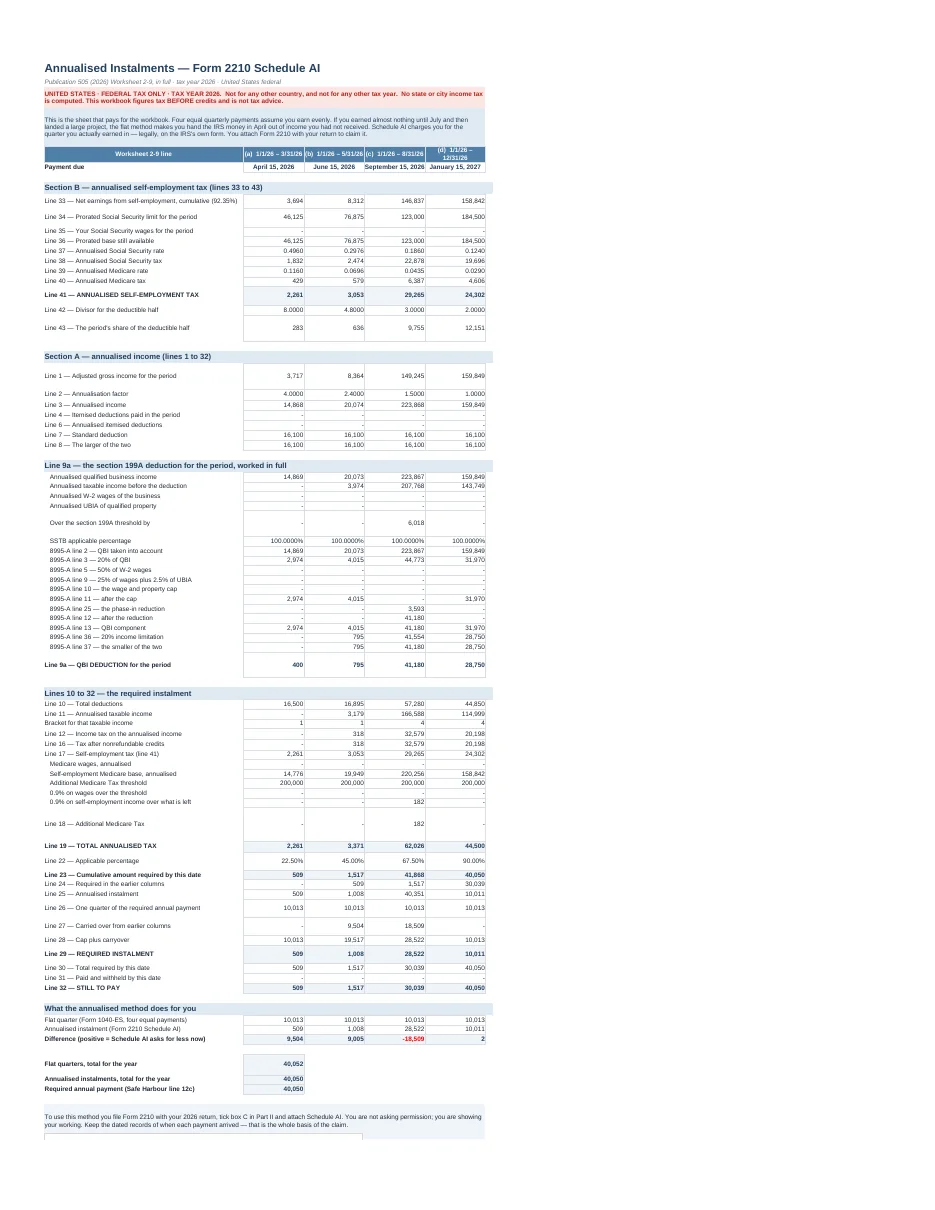 US Self-Employed Tax Engine — 1099 & Quarterly Estimated Taxes · Tax Year 2026 — Page 8