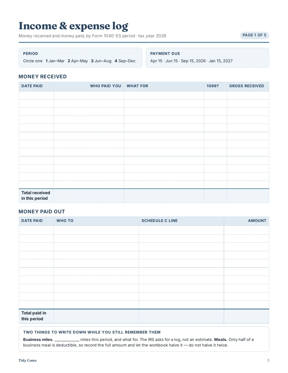 US Self-Employed Tax Engine — 1099 & Quarterly Estimated Taxes · Tax Year 2026 — Page 14